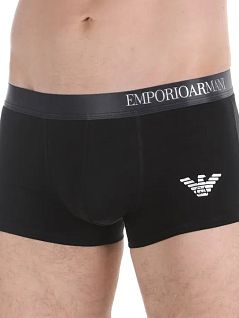 Однотонные боксеры с усиленным гульфиком черного цвета Emporio Armani RT46433